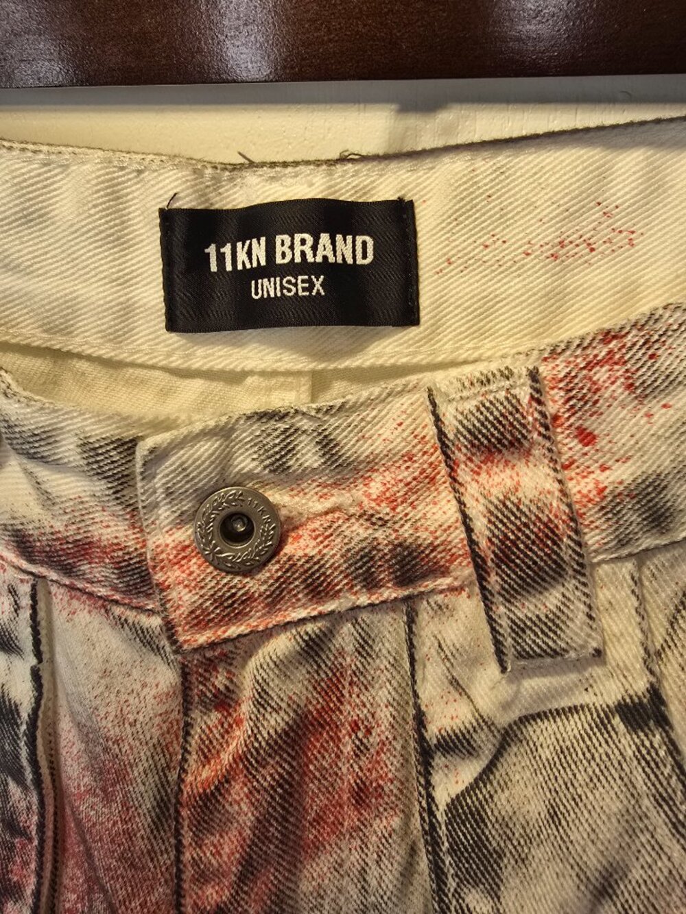 11KN BRAND Cyber Y2K Multi-Pocket Stacked Cargo Jeans Unisex Wide Leg Graffiti - Picture 6 of 16